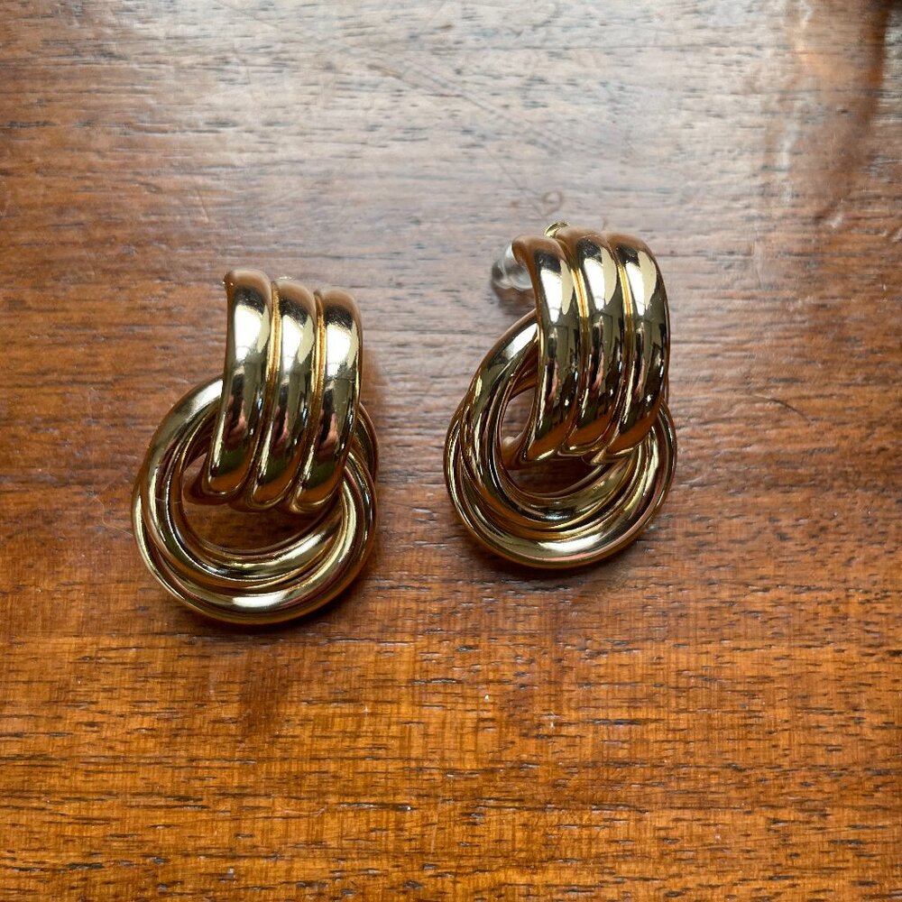 Bundle 3 for $ 12 . Triple Knot Gold Tone Earrings